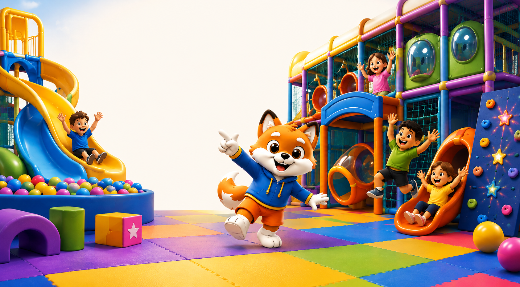 KidzNova indoor playground hero artwork