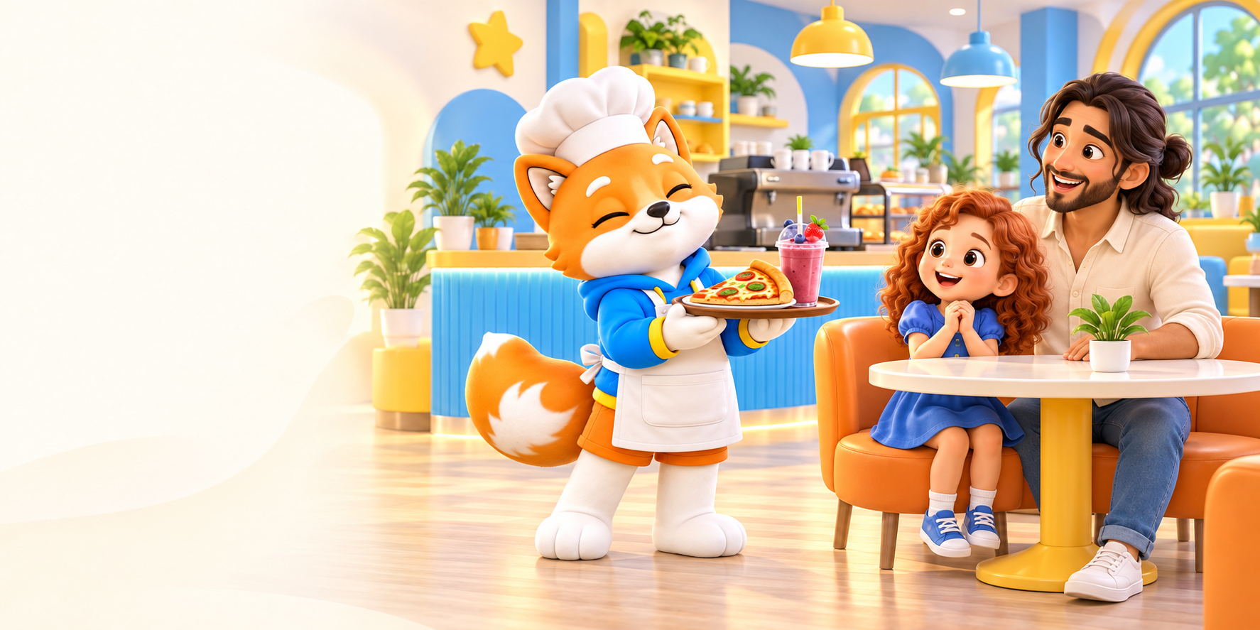Nova the Fox with families — Nova Café