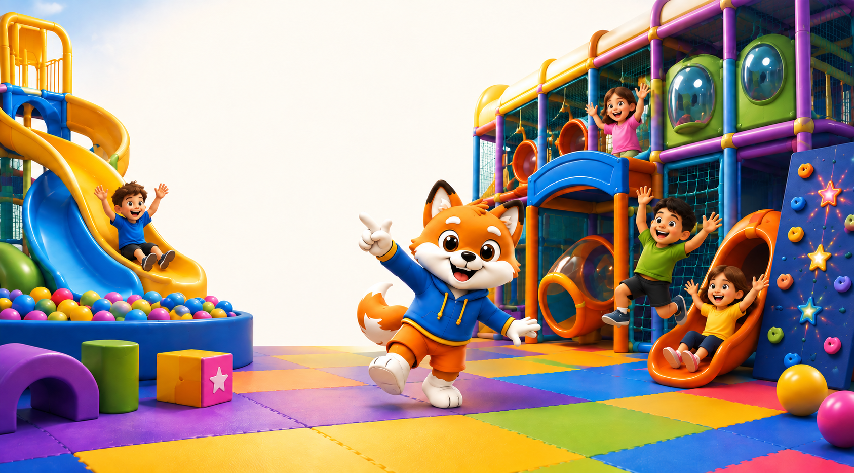 KidzNova indoor playground hero artwork